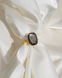 Sterling Silver Elongated Cushion Black Lip Oyster Shell Cocktail Ring