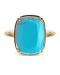Sterling Silver Elongated Cushion Turquoise Cocktail Ring