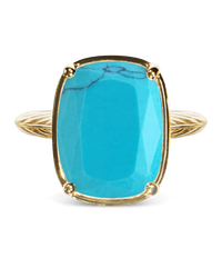 Sterling Silver Elongated Cushion Turquoise Cocktail Ring