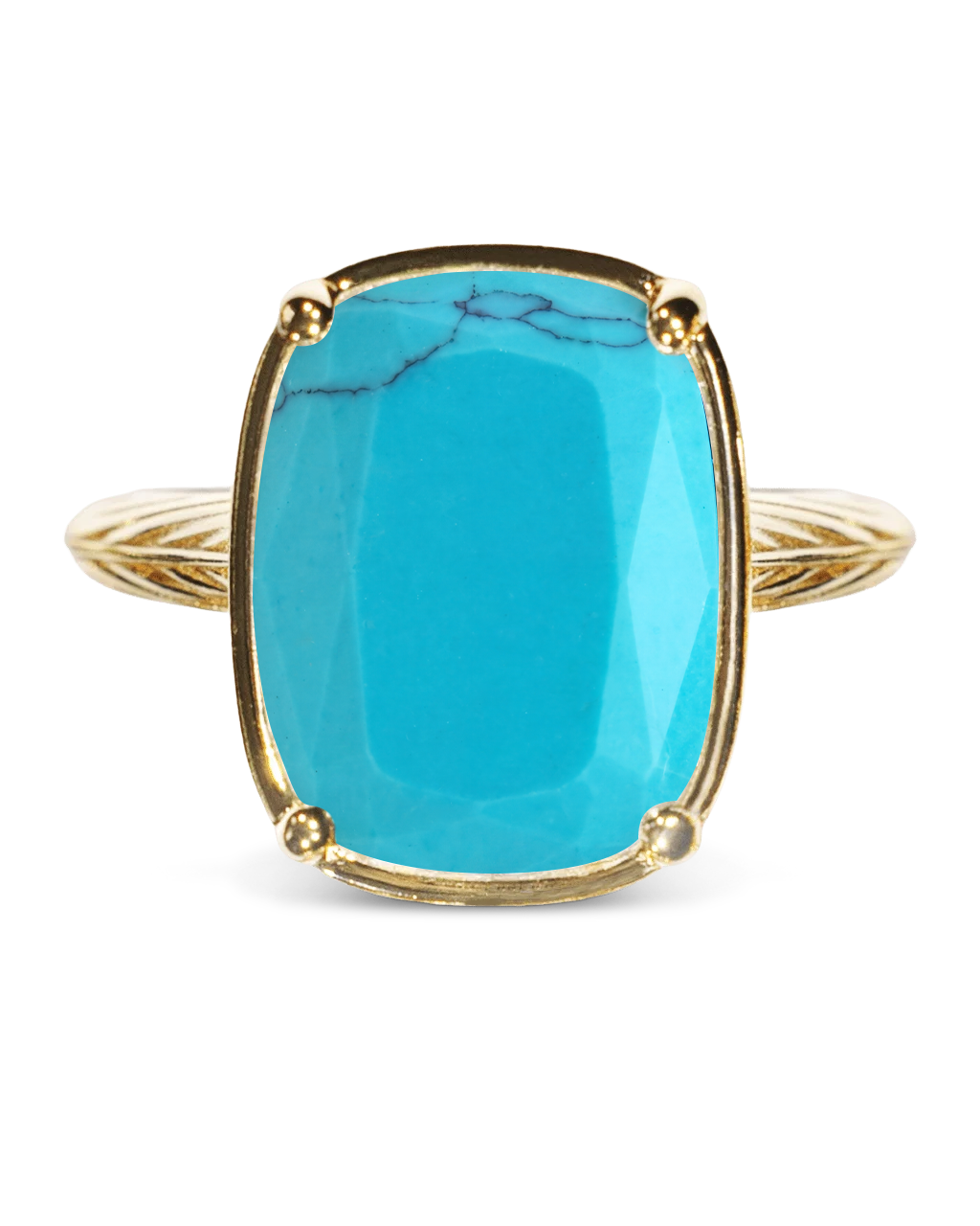 Sterling Silver Elongated Cushion Turquoise Cocktail Ring