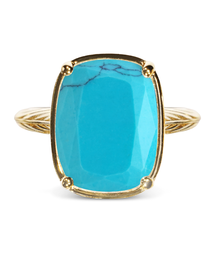 Sterling Silver Elongated Cushion Turquoise Cocktail Ring