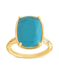 Sterling Silver Elongated Cushion Turquoise Cocktail Ring