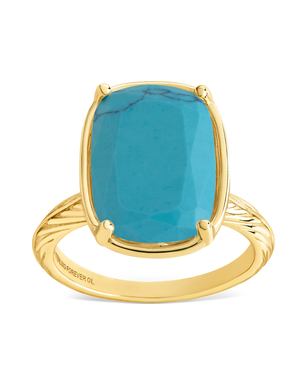 Sterling Silver Elongated Cushion Turquoise Cocktail Ring