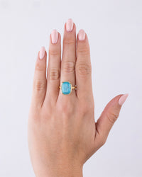 Sterling Silver Elongated Cushion Turquoise Cocktail Ring