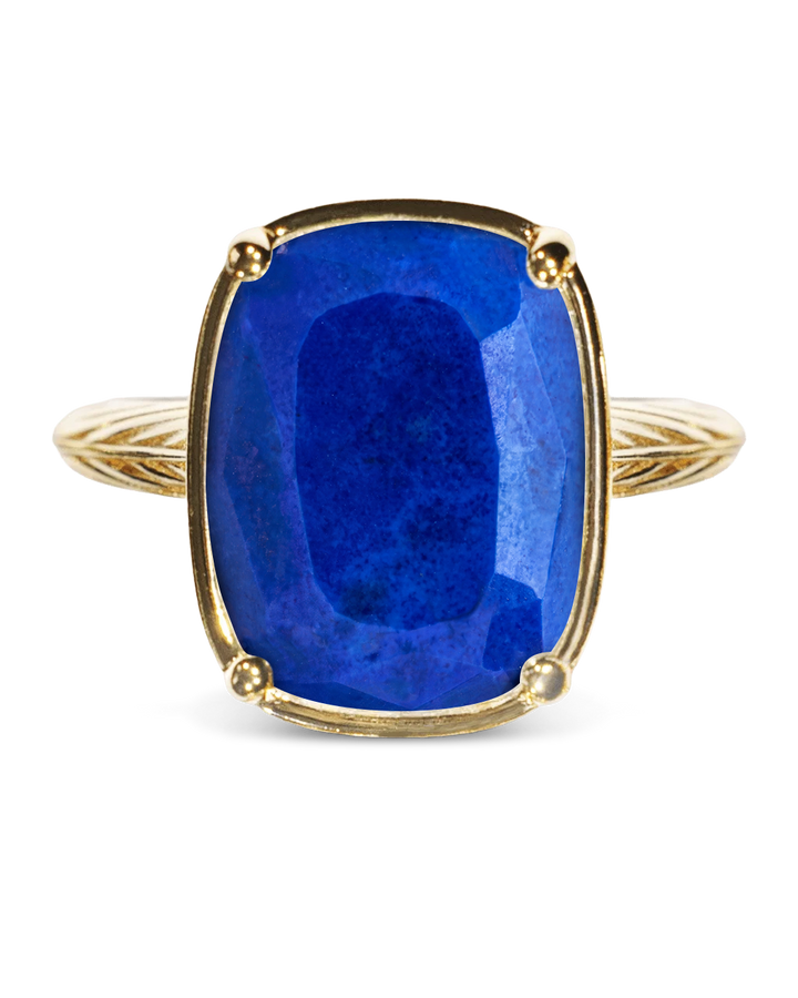 Sterling Silver Elongated Cushion Lapis Lazuli Cocktail Ring