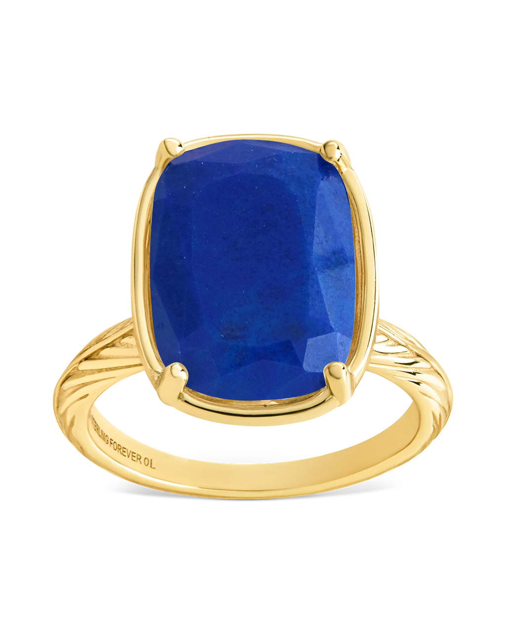 Sterling Silver Elongated Cushion Lapis Lazuli Cocktail Ring
