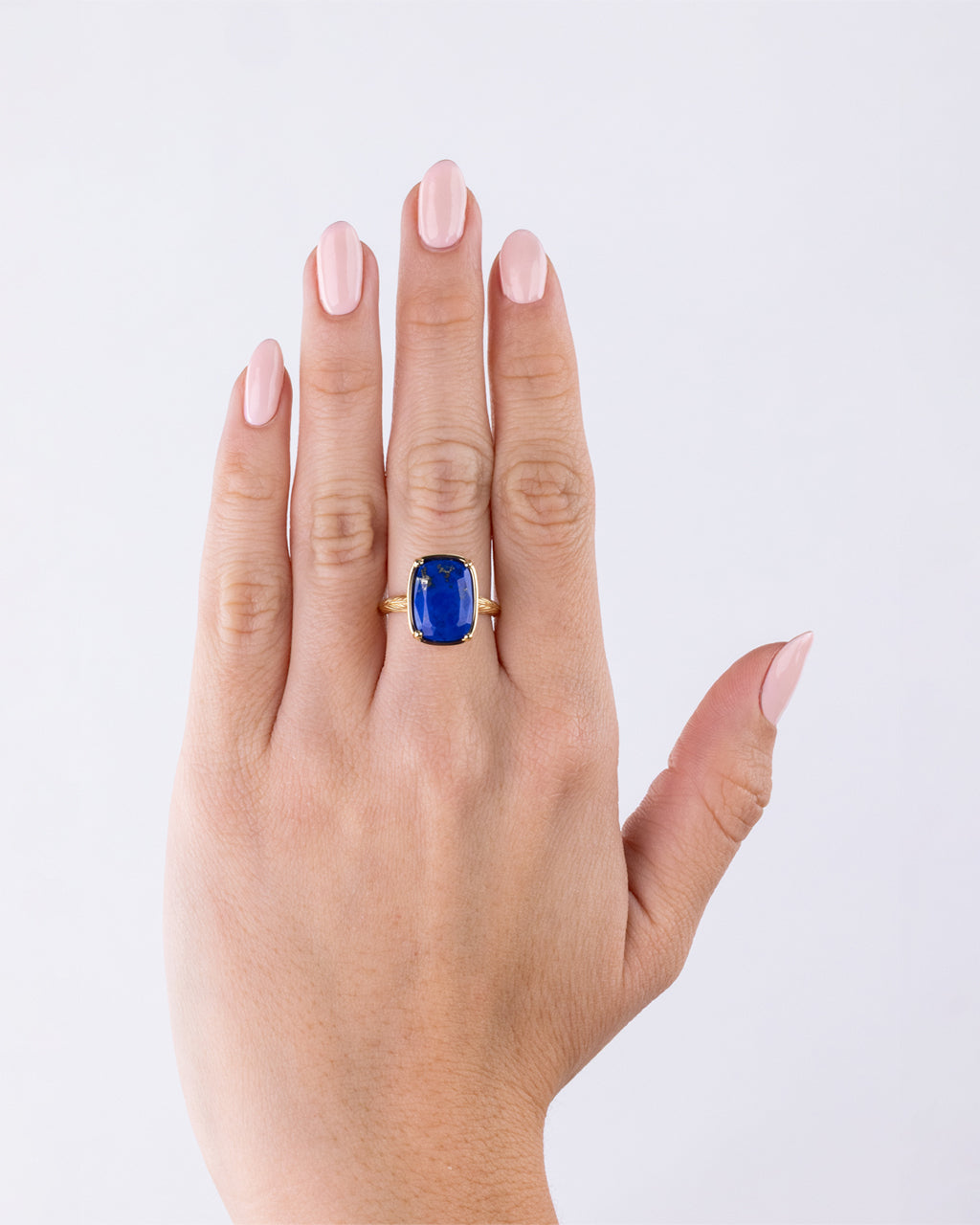 Sterling Silver Elongated Cushion Lapis Lazuli Cocktail Ring
