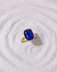 Sterling Silver Elongated Cushion Lapis Lazuli Cocktail Ring
