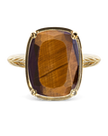 Sterling Silver Elongated Cushion Tiger's Eye Cocktail Ring