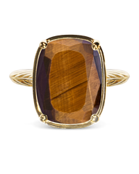 Sterling Silver Elongated Cushion Tiger's Eye Cocktail Ring