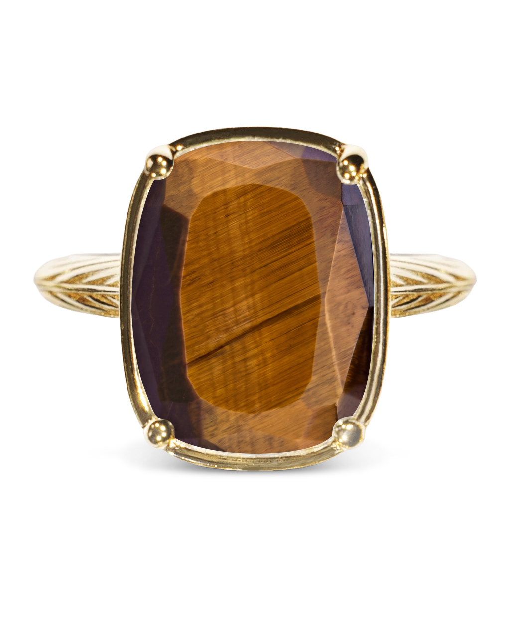 Sterling Silver Elongated Cushion Tiger's Eye Cocktail Ring