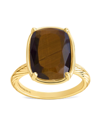 Sterling Silver Elongated Cushion Tiger's Eye Cocktail Ring