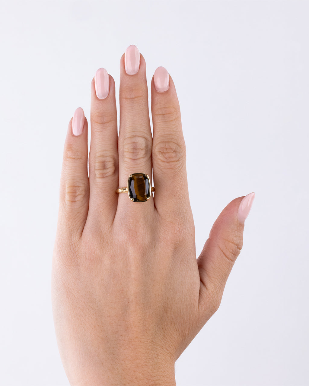 Sterling Silver Elongated Cushion Tiger's Eye Cocktail Ring