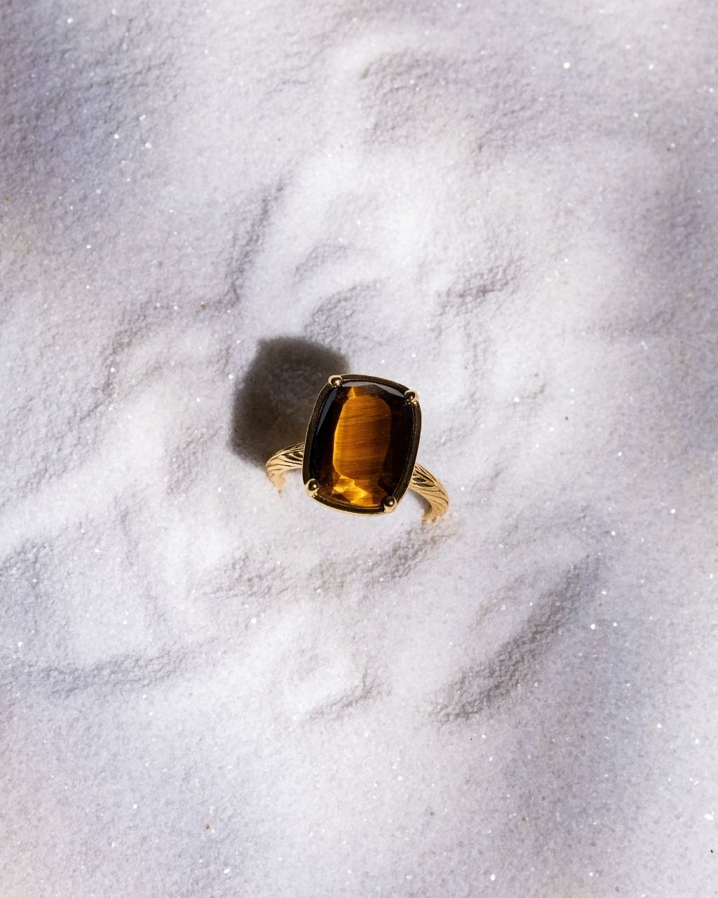 Sterling Silver Elongated Cushion Tiger's Eye Cocktail Ring