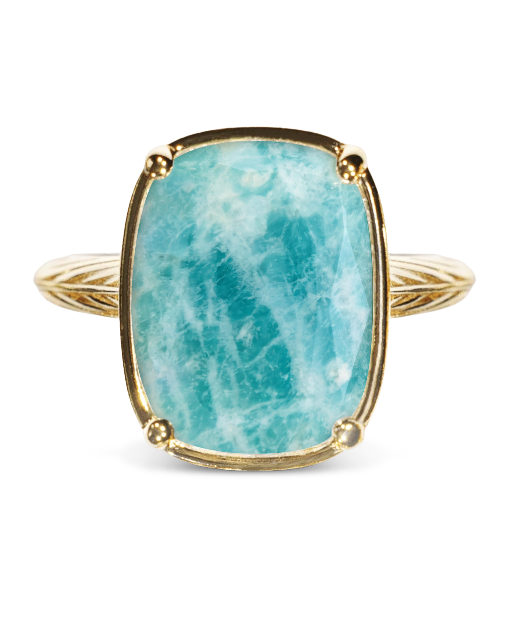 Sterling Silver Elongated Cushion Amazonite Cocktail Ring