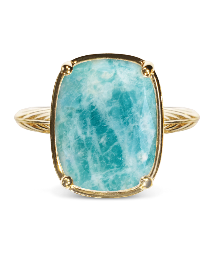 Sterling Silver Elongated Cushion Amazonite Cocktail Ring