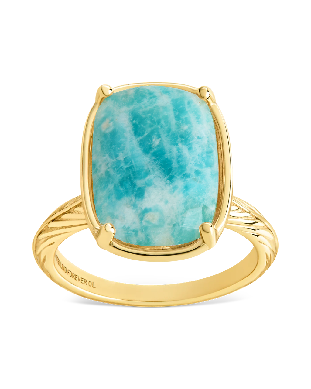 Sterling Silver Elongated Cushion Amazonite Cocktail Ring