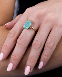 Sterling Silver Elongated Cushion Amazonite Cocktail Ring