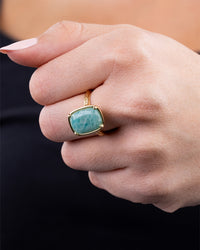 Sterling Silver Elongated Cushion Amazonite Cocktail Ring
