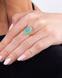 Sterling Silver Elongated Cushion Amazonite Cocktail Ring