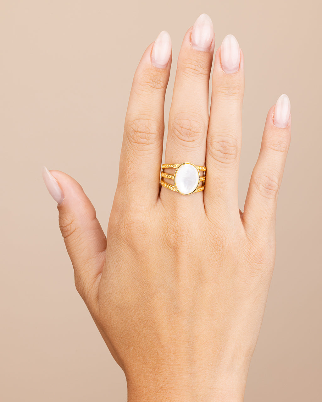 Sterling Silver Illyana Moonstone Triple Row Ring