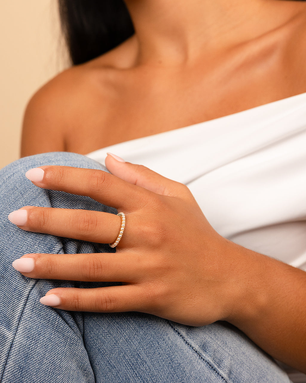 ☆nff☆ cosmos pearl ringwhite nff1 Sterling Silver Gianna Pearl Eternity Ring – Sterling Forever