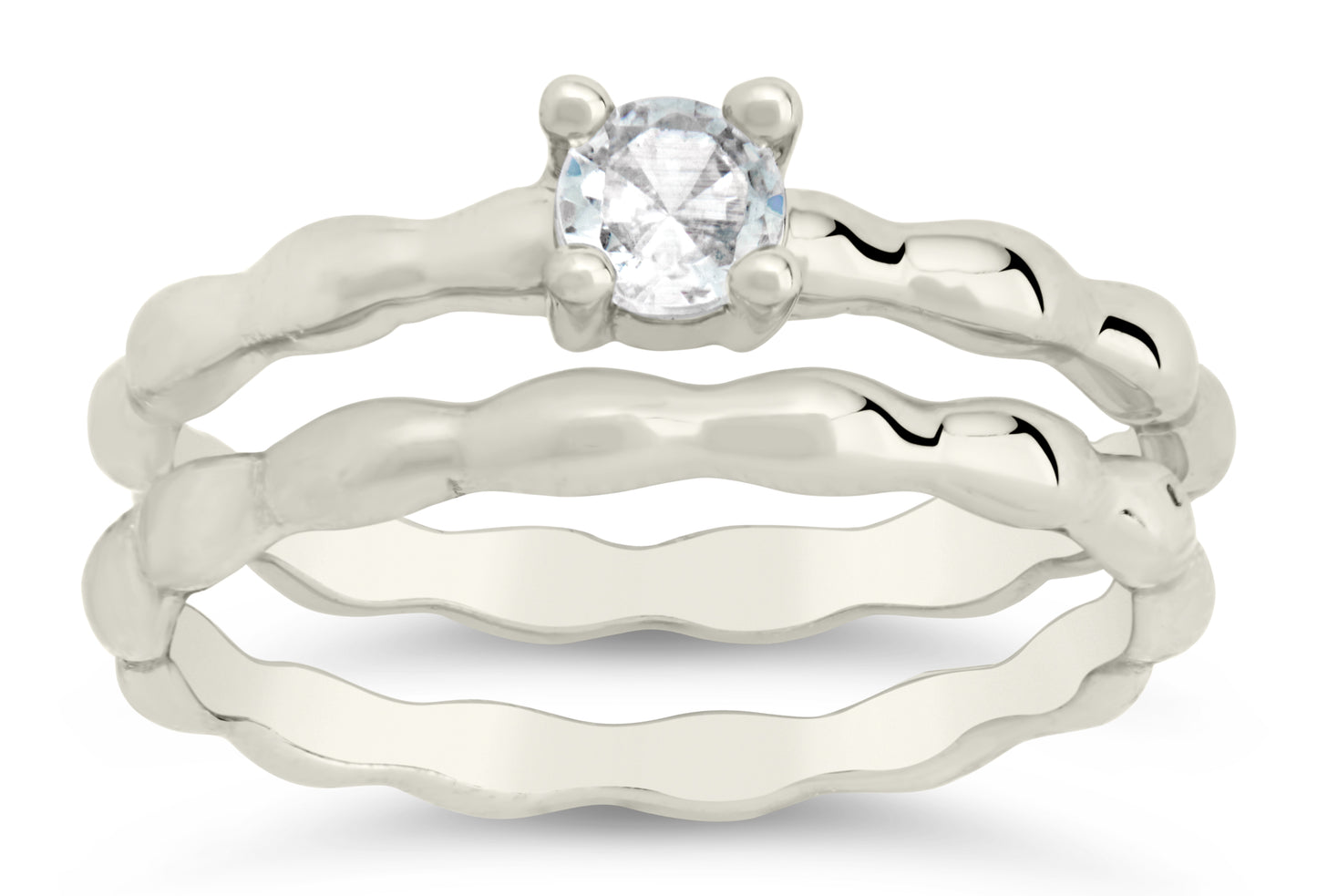 Nicola Molten CZ Band Ring Set