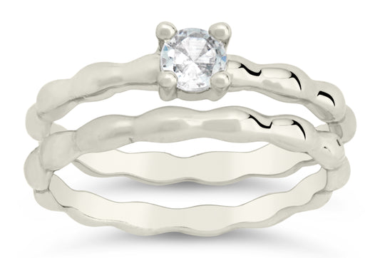 Nicola Molten CZ Band Ring Set