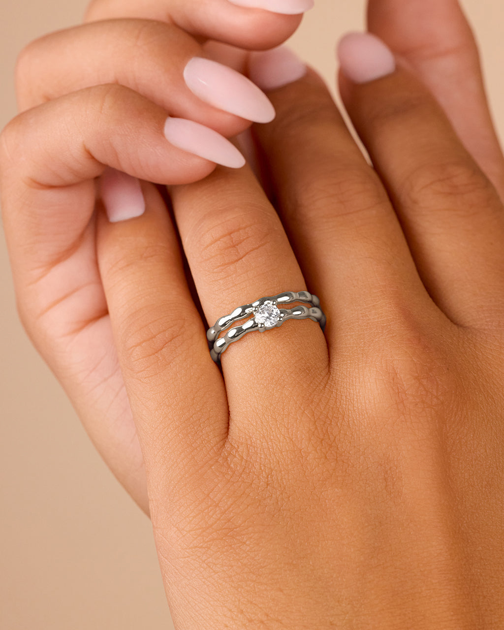 Nicola Molten CZ Band Ring Set