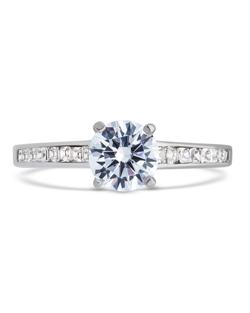 Silver Radiant CZ Engagement Ring