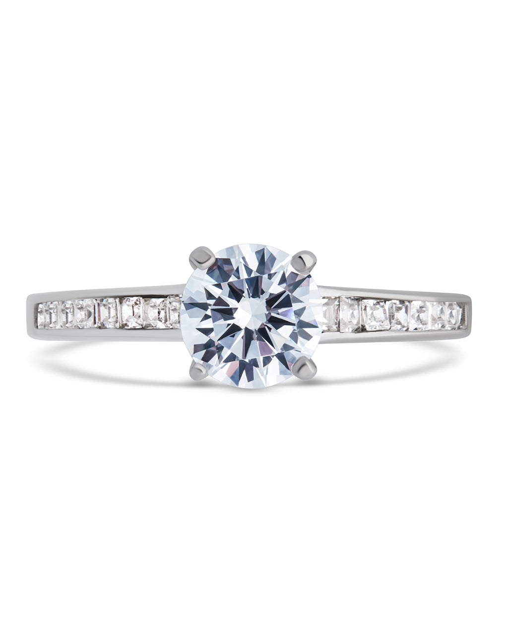 Silver Radiant CZ Engagement Ring