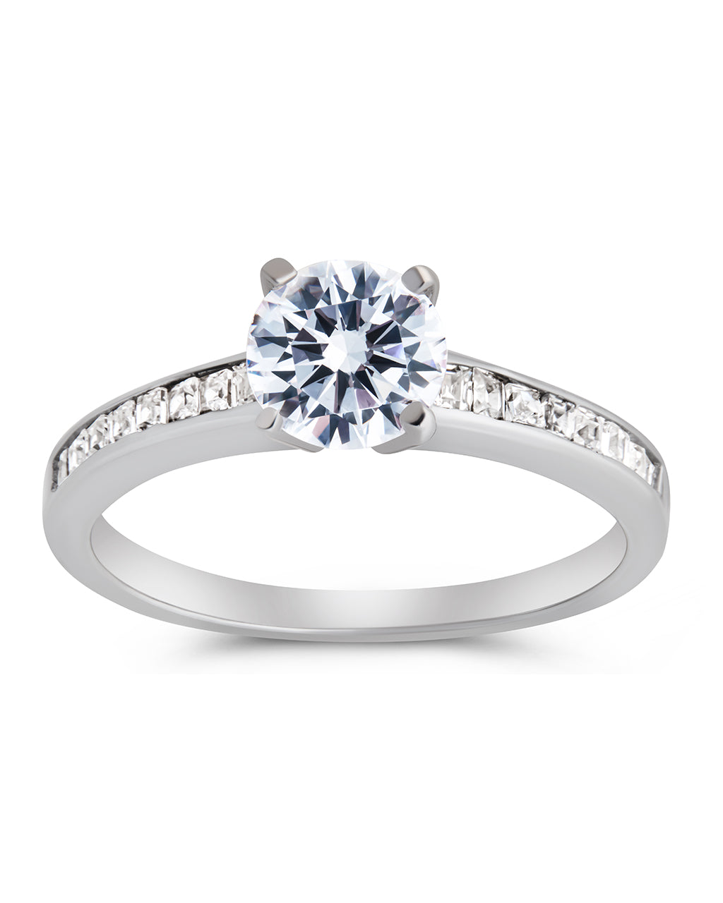 Silver Radiant CZ Engagement Ring