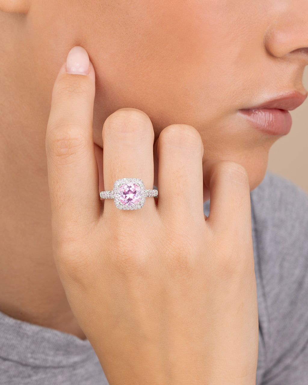 Sterling Silver Pink CZ Legacy Ring