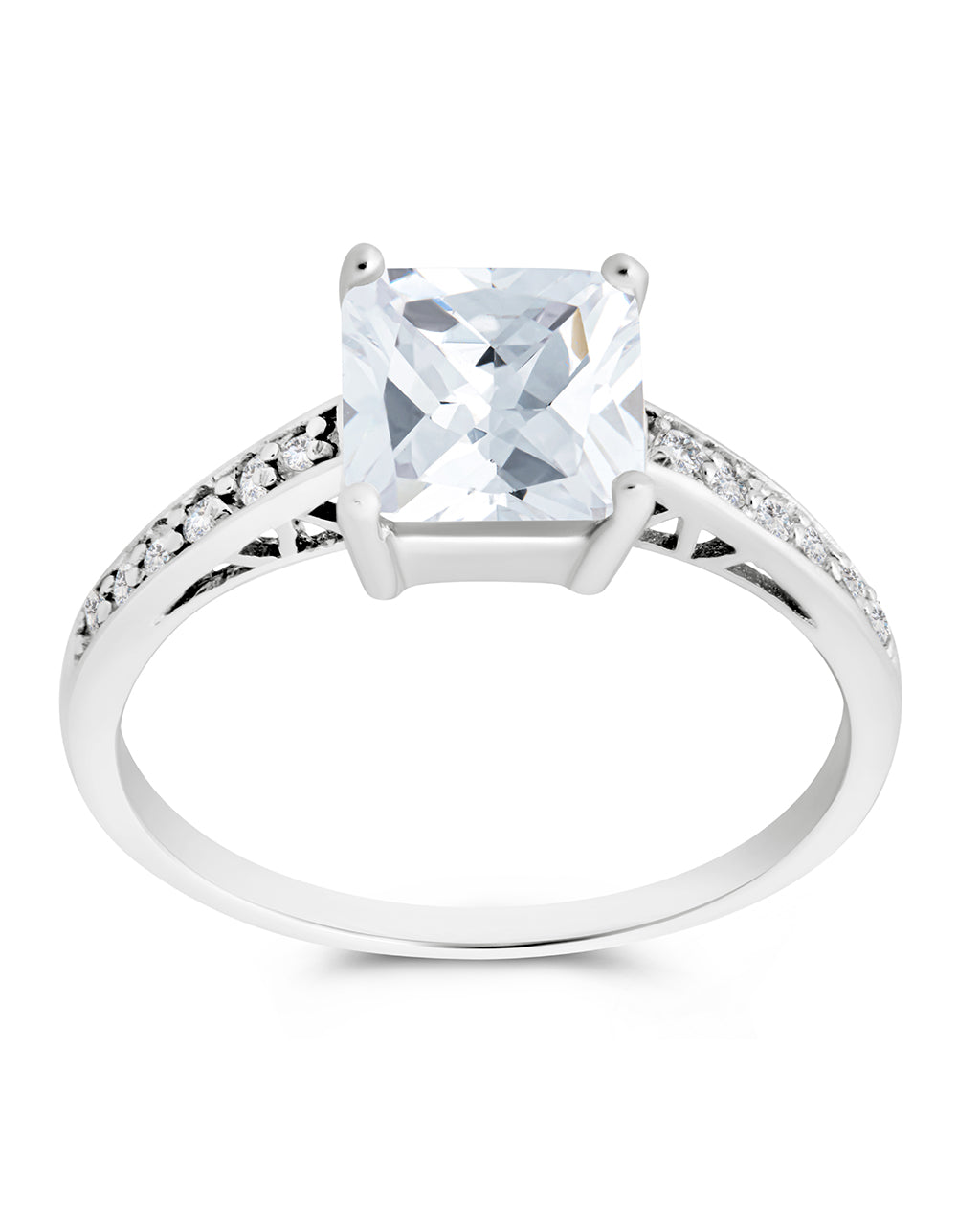Silver Princess Cut CZ Promise Ring