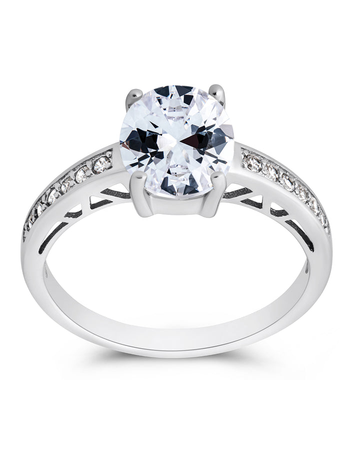 Sterling Silver Oval Engagement Ring