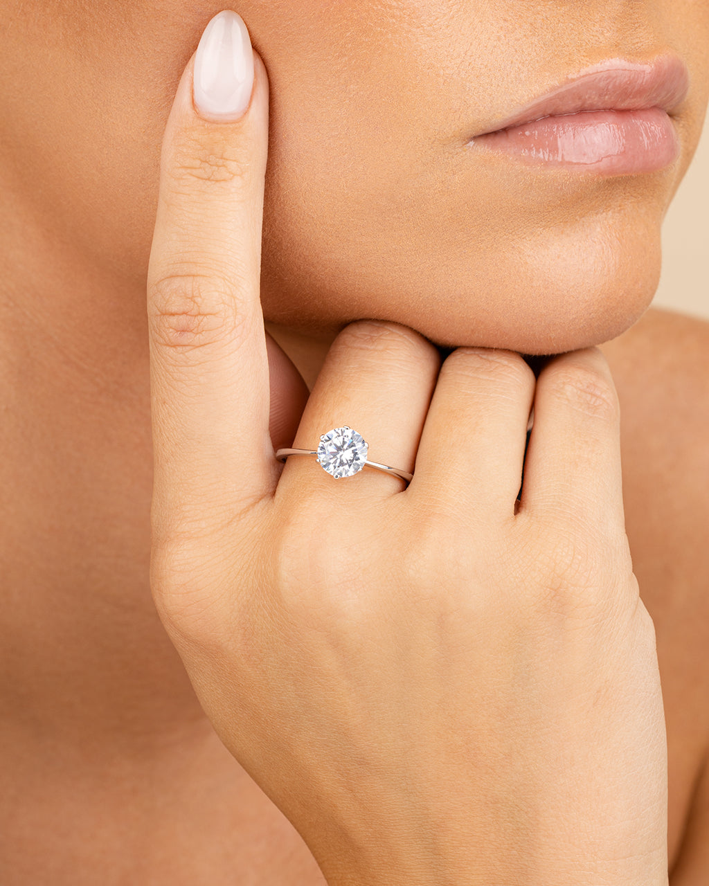 Sterling Silver Solitaire Cubic Zirconia Promise Ring - Silver / 5