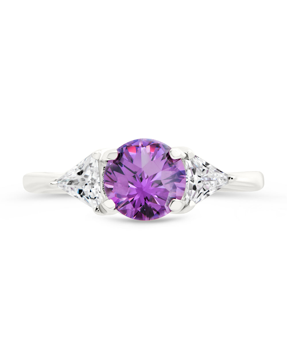 Sterling Silver Lavender and CZ Ring