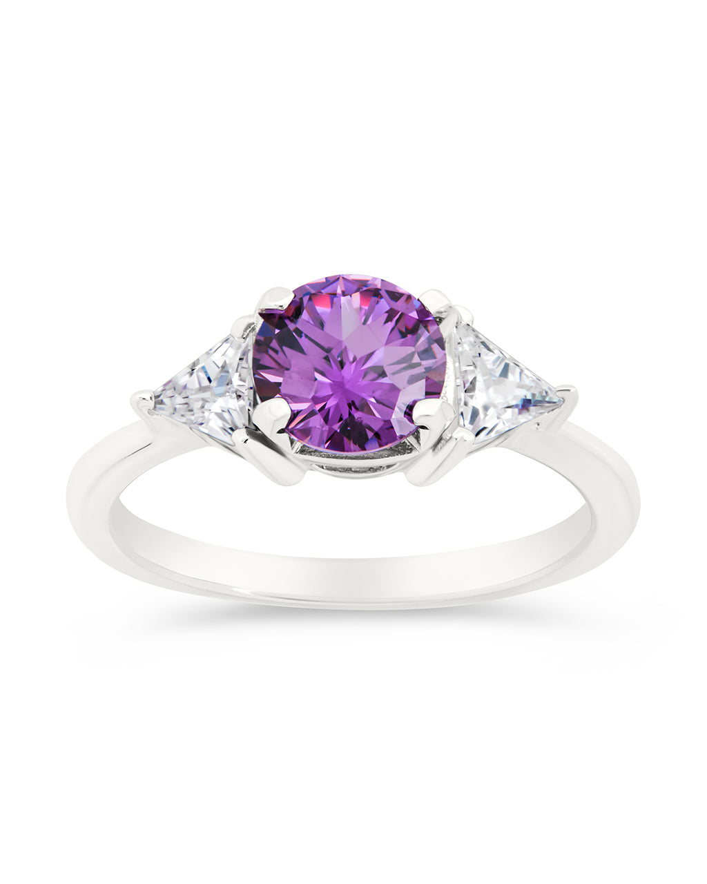 Sterling Silver Lavender and CZ Ring