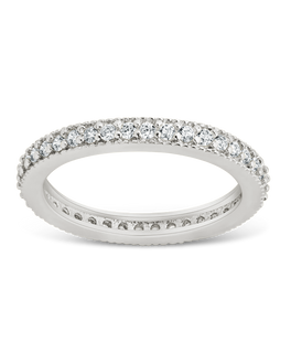 Sterling Silver 2mm Thin CZ Band Ring