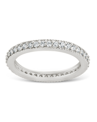Sterling Silver 2mm Thin CZ Band Ring