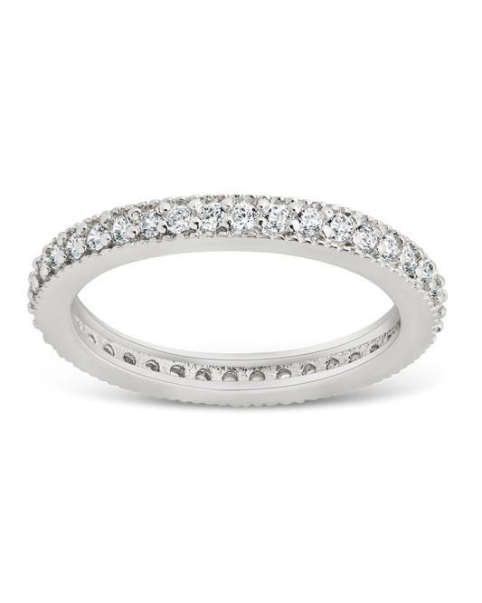 Sterling Silver Thin CZ Band Ring