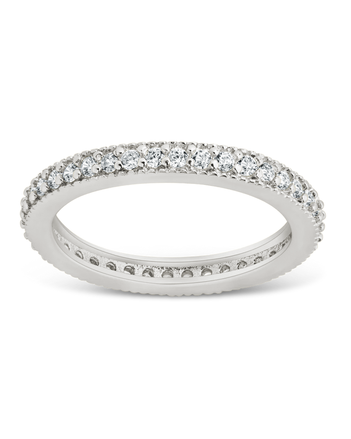 Sterling Silver Thin CZ Band Ring