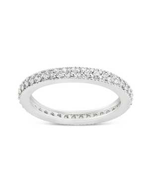 Sterling Silver 2mm Thin CZ Band Ring