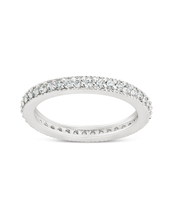 Sterling Silver 2mm Thin CZ Band Ring