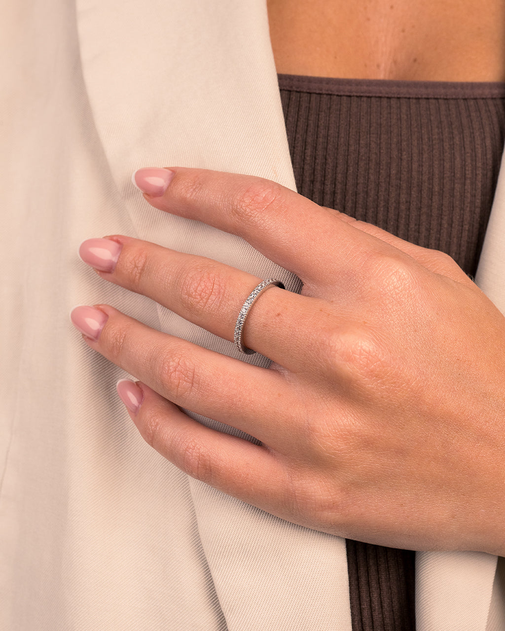 Sterling Forever Sterling Silver Thin Cz Band Ring