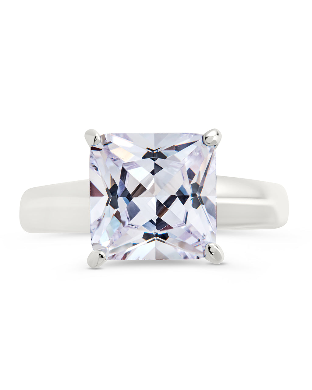 Sterling Silver Princess Cut CZ Solitaire Ring