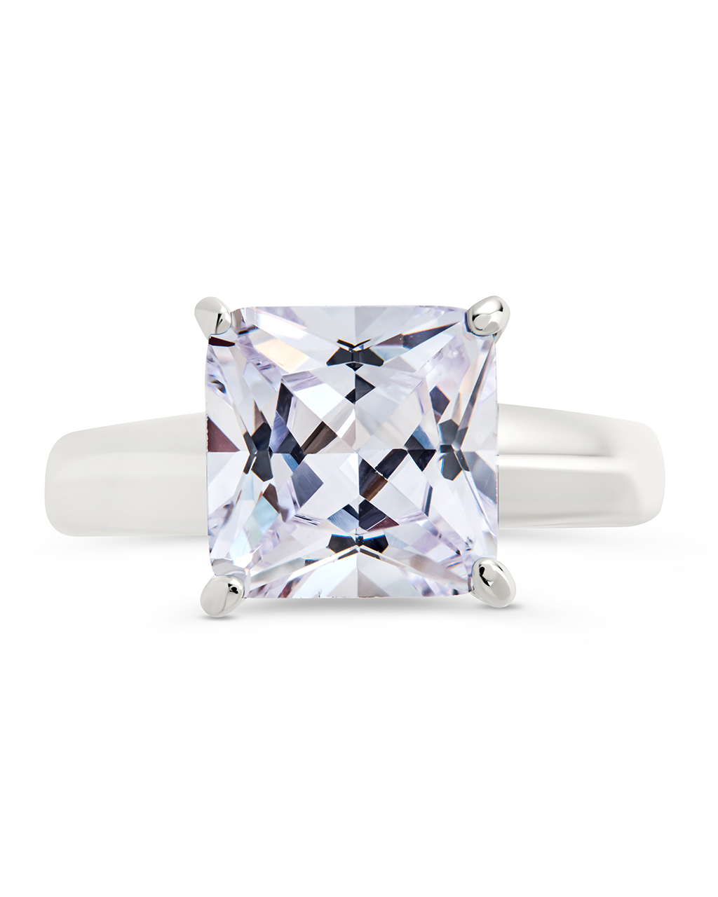 Sterling Silver Princess Cut CZ Solitaire Ring