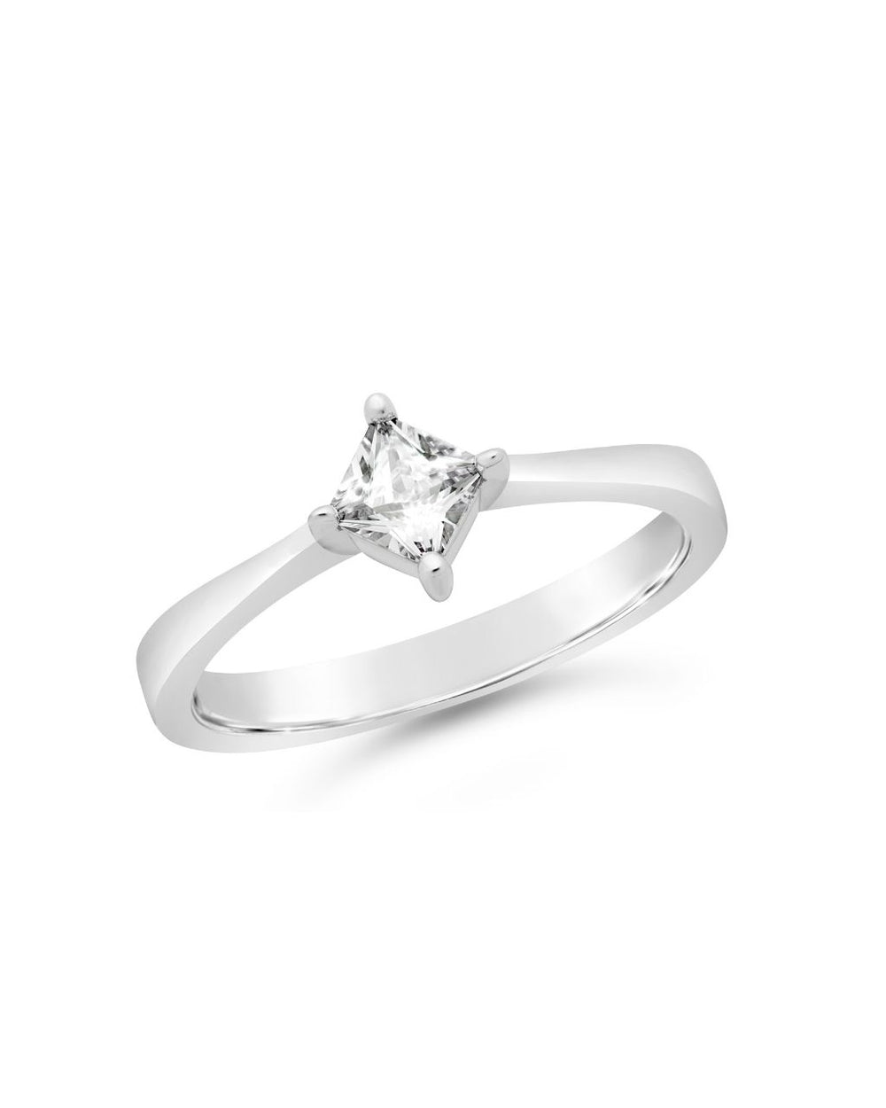 Sterling Silver Diamond CZ Princess Wedding Band Ring