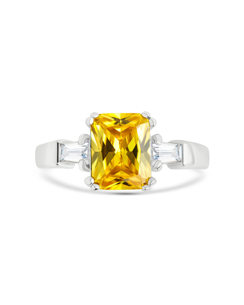 Sterling Silver Paris's Canary CZ Engagement Ring