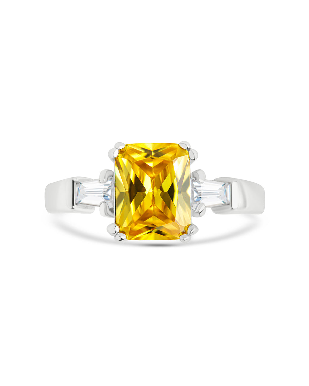 Sterling Silver Paris's Canary CZ Engagement Ring
